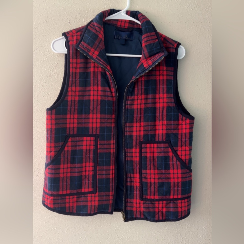 Blue Rain Red and Black Plaid Vest